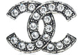 Chanel Ruthenium Crystal CC Brooch Silver
