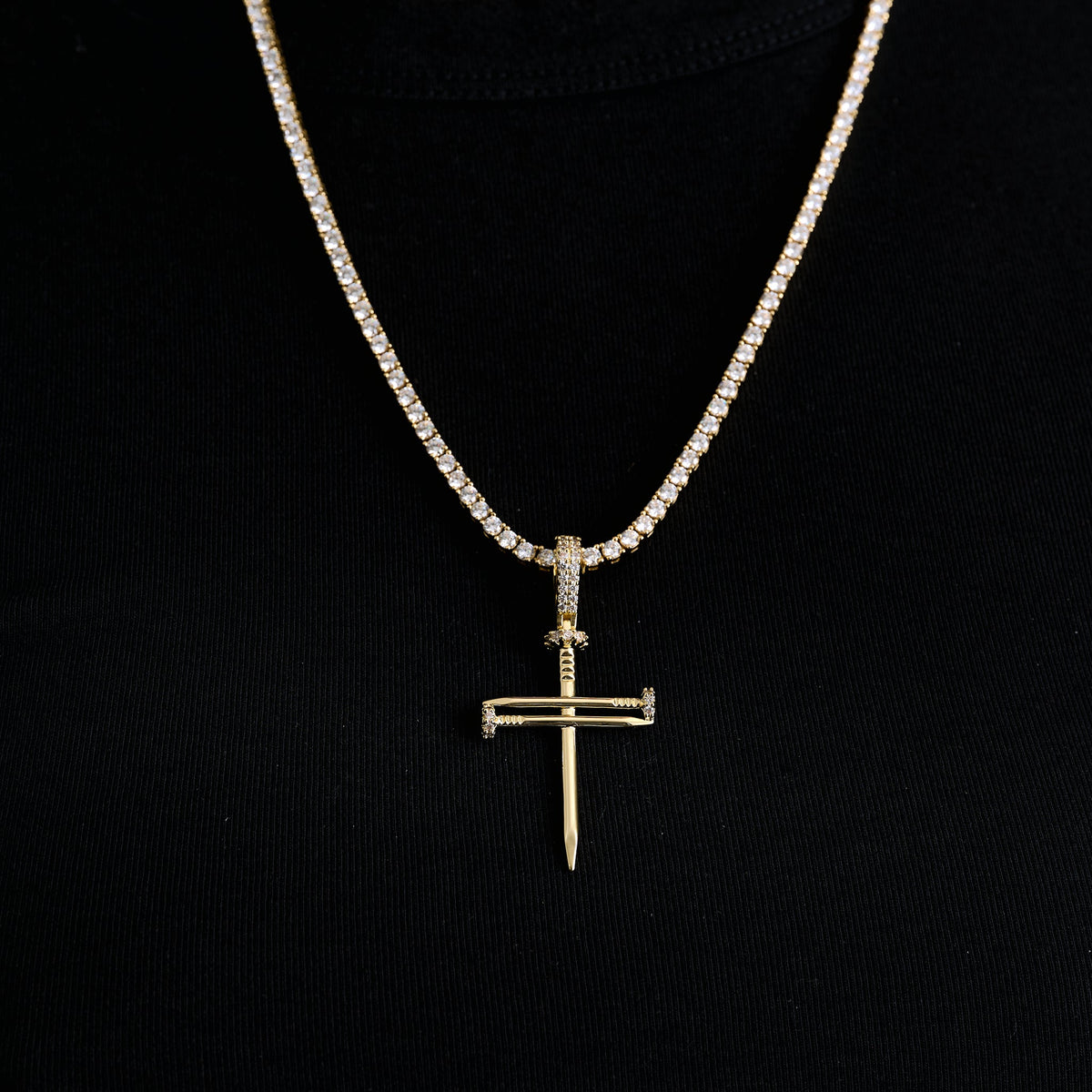 Nail Cross Pendant in Yellow Gold
