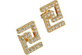 Versace Crystal-Embellished Greca Stud Earrings Gold